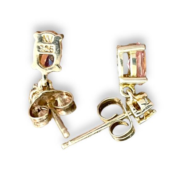 Elegant Pink sapphire stone with three white Topaz stones on 925 Sterling Silver - Picture 3 of 4